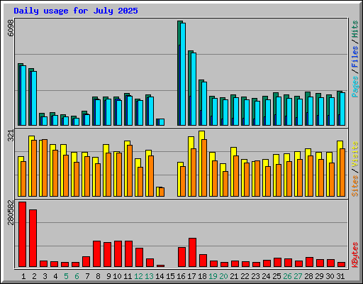 Daily usage for July 2025
